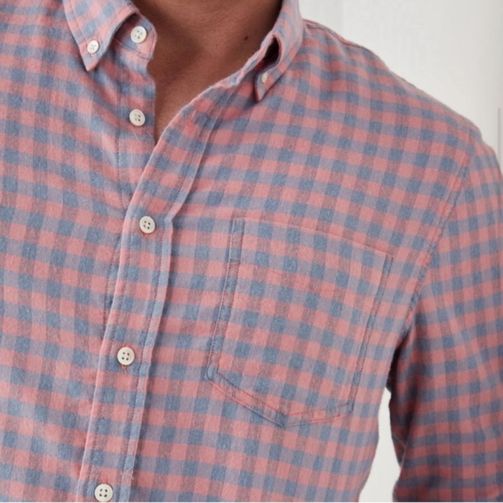 Rails Men's Reid Cotton Pink grey Gingham Checkered Shirt XL